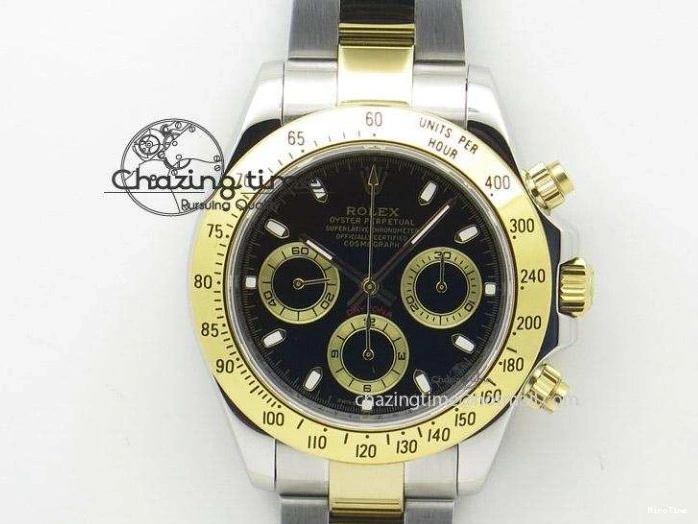 MiroTime 1226 Sleek Custom Daytona 116520 RBOW Rainbow Clean Best Edition Black Dial on SS Bracelet SA 1730